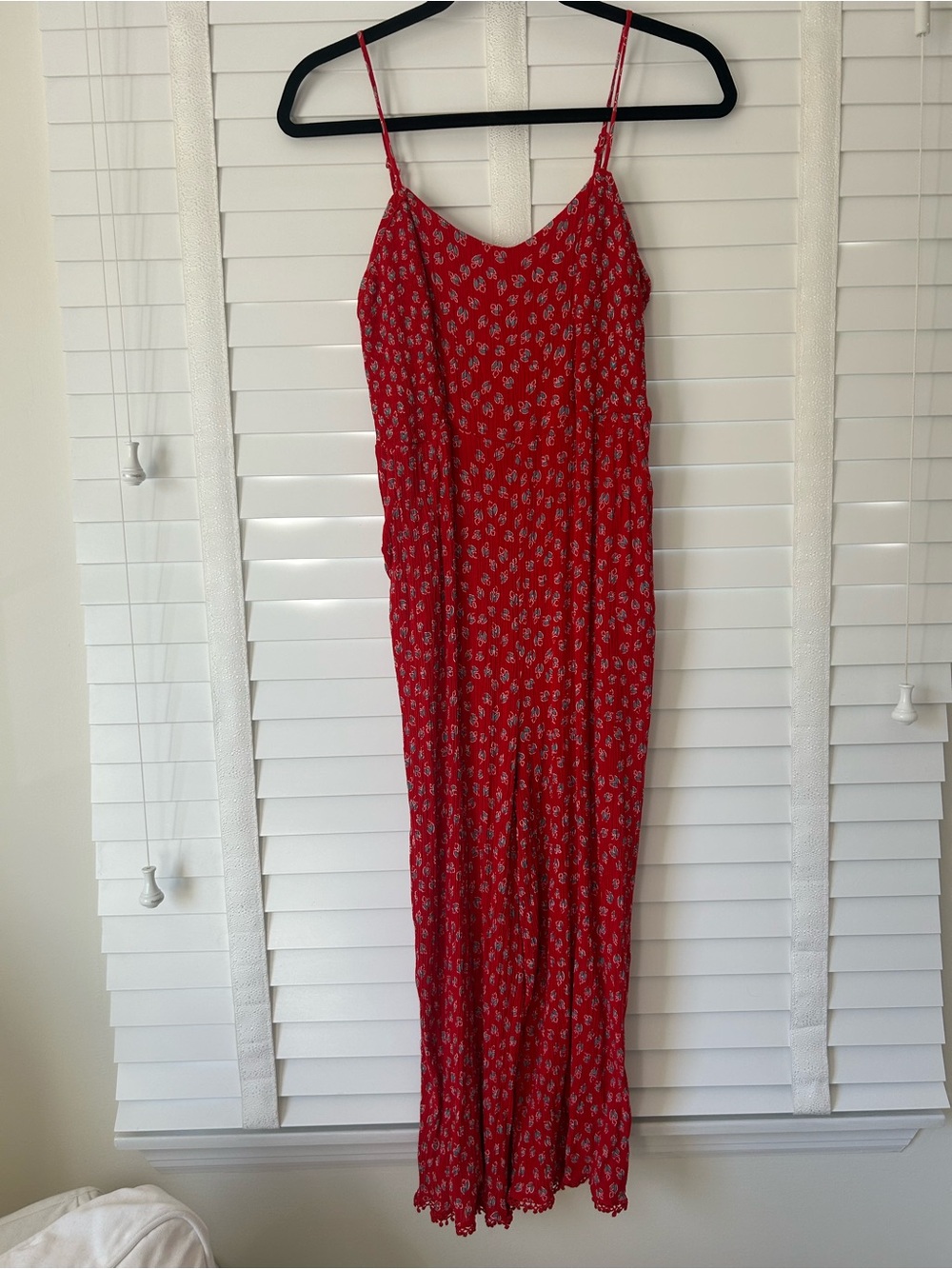 Patrons of Peace Jumpsuit Red Ditsy Floral Sleeveless Small